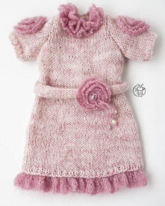 Pink rouse dress for doll 18 in