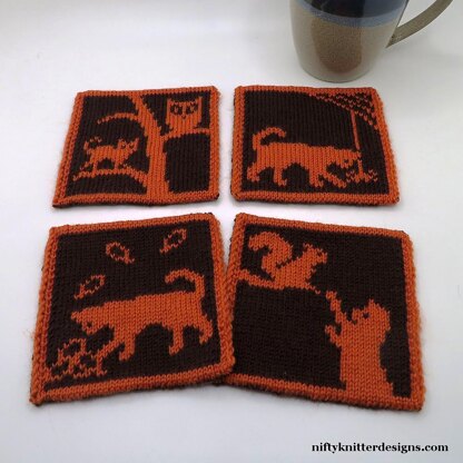 Cats in Fall Coasters