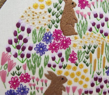 Stitchdoodles Wild Flowers and Rabbits Hand Embroidery Pattern