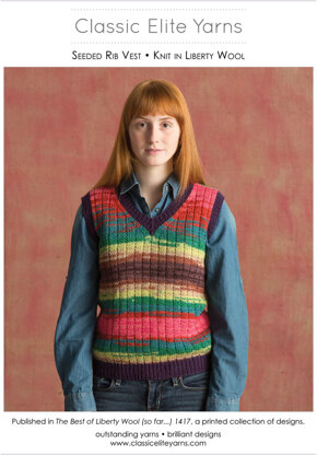 Seeded Rib Vest in Classic Elite Yarns Liberty Wool Solids - Downloadable PDF