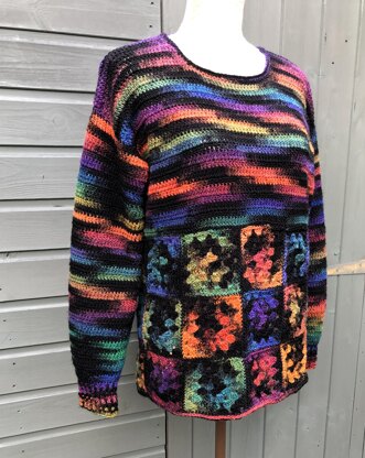 Sweater with Granny Square Border