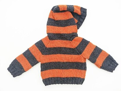 Striped Raglan Jumper Cardigan Opt. Hood