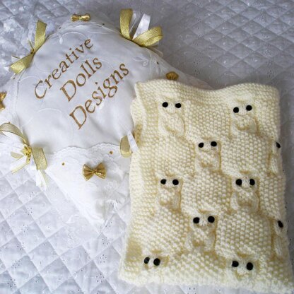 Knitting pattern Owl Blanket , Reborn Doll or Baby