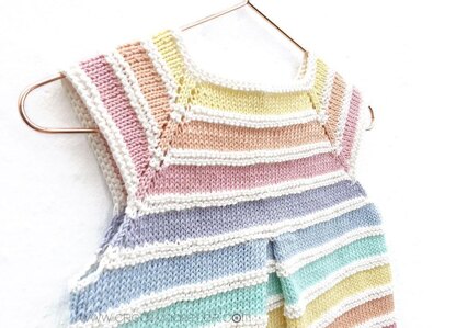 Size 6-12 months - Rainbow Romper PDF Knitting Pattern