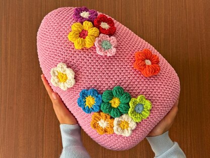 Egg Pillow with 3D Flowers