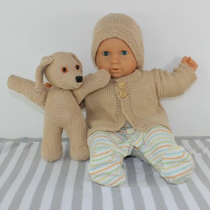 Baby Cardigan,Beanie and Toy Puppy