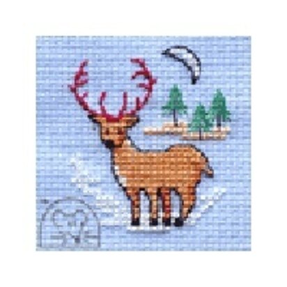 Mouseloft Christmas Card Stitchlet - Winter Stag Cross Stitch Kit - 64mm