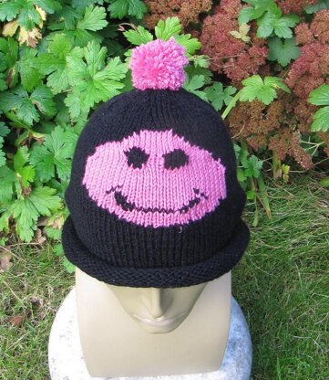 FREE Smiley Roll Brim Bobble Beanie