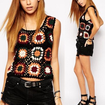 Crochet Patchwork Tank TOP Cover Up.