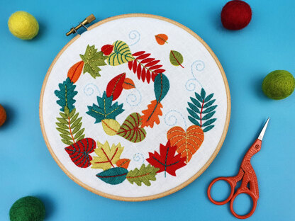 Oh Sew Bootiful Autumn Leaves Embroidery Kit - 6in