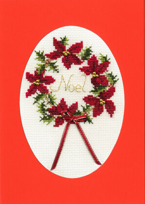 Bothy Threads Christmas Card - Wreath Cross Stitch Kit - 9 x 13cm