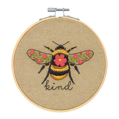 Dimensions Embroidery Kit with Hoop: Crewel: Bee Kind Embroidery Kit -  15.2cm(6in)