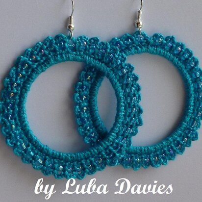 Crocheted Earrings Lacy Hoops