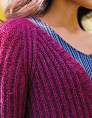 Rhea Ribbed Cardigan in Fable Brushed Aran - Downloadable PDF