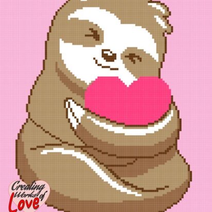 Sloth Hugging Heart Stitch Graph