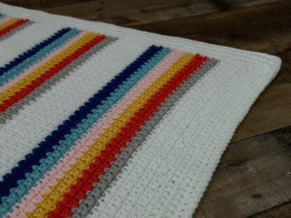 Boho Rainbow Mesh Stitch Crochet Blanket