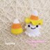 Ghost with Candy corn crochet car charm pattern, Candy corn crochet pattern, Candy corn ghost car rearview mirror hanging, Halloween crochet