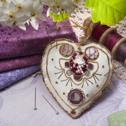Rajmahal Antique Heart Pincushion Printed Embroidery Kit