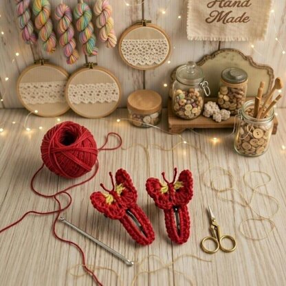 Crochet Butterfly Hair Clip Pdf + Video Tutorials