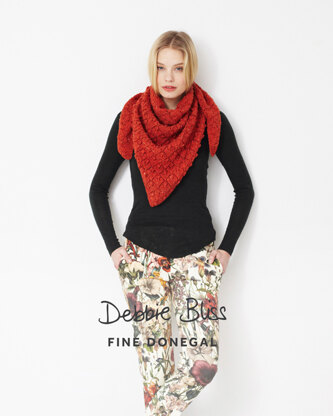 "Triangular Lace Shawl" - Shawl Knitting Pattern For Women in Debbie Bliss Fine Donegal - DB024