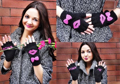 Be My Valentine Flirty Fingerless Gloves with Vday Messages