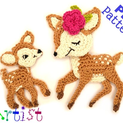 Deer Baby Fawn Mom and Baby Crochet Applique Pattern