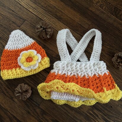 Candy Corn Baby Dress and Hat