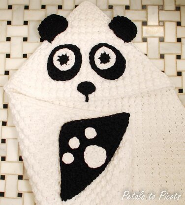 Panda Hooded Baby Towel with Attached Mitts (also makes a great blanket)