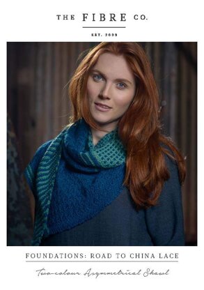 Two-Colour Asymmetrical Shawl in The Fibre Co. Road to China Lace - Downloadable PDF