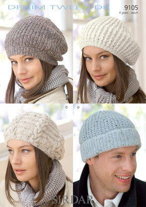 Hats & Berets in Sirdar Denim Tweed DK - 9105 - Downloadable PDF