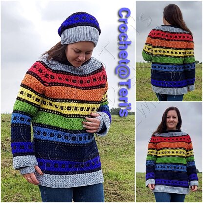 Textured Stripes Mosaic Sweater