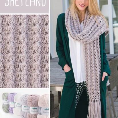 Shetland Wide Scarf with Lace Pattern in Gründl - Downloadable PDF