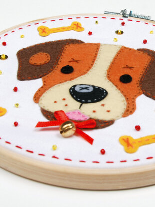 Vervaco Felt Printed Embroidery Kit with Frame: Dog
