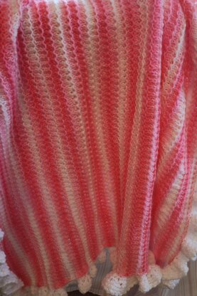 Strawberry Vanilla Baby Blanket with Ruffle.