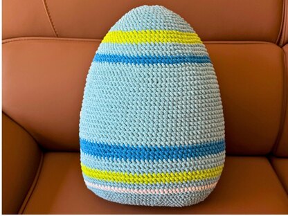 Easter Colorful Egg Pillow Stripes Flowers No Sew