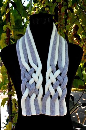 Braided String Scarf ( Keyhole / Ascot / Pull-Through / Stay On Scarf Knitting Pattern )