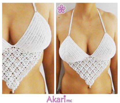 Heart shaped crochet top with tiny flowers C02