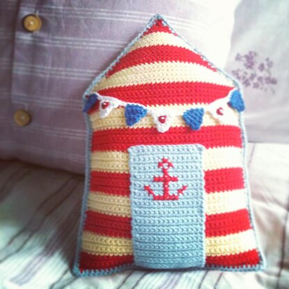 Crochet Beach Hut Cushion