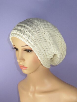 Chunky Rib Band Garter Stitch Slouch Hat