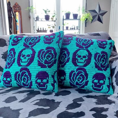 All Skulls Mosaic Crochet Blanket Pattern by Sixel Design 