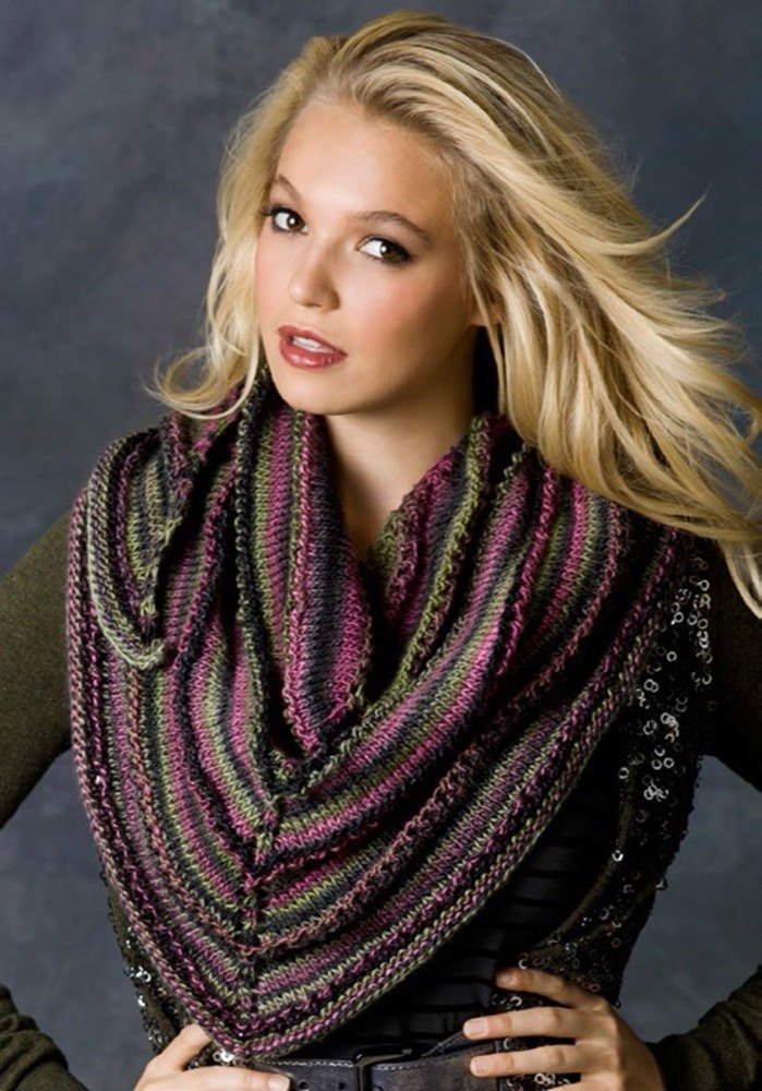 Knit Lafayette Shawl in Red Heart Boutique Unforgettable - LW2874, Knitting Patterns