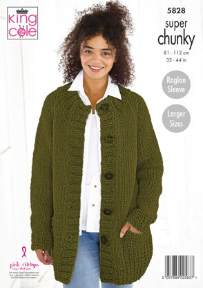 Jacket and Sweater Knitted in King Cole Timeless Super Chunky - 5828 - Downloadable PDF