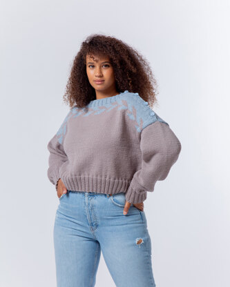 Rib Yoke Sweater - Knitting Pattern For Women in Debbie Bliss Cashmerino  Aran by Debbie Bliss