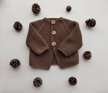 Garter Stitch Cardigan | Cedarwood Baby Cardigan | 0-24 months