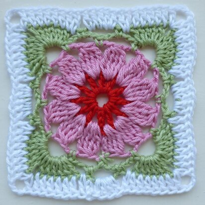 Crochet Granny Square Floral Afghan Block Motif LD-101