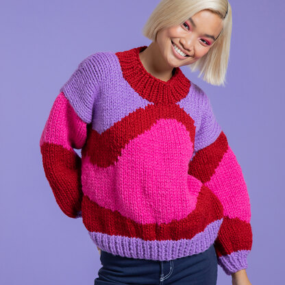 Everyday Surrealist Sweater - Free Knitting Pattern for Women in Paintbox Yarns Wool Blend Super Chunky