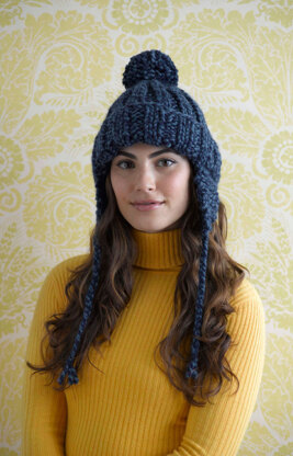Ribbed Earflap Hat in Lion Brand Wool-Ease Thick & Quick - 70033AD