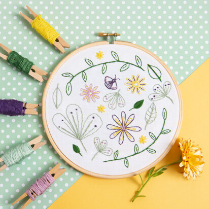 Hawthorn Handmade Wildflower Meadow Contemporary Embroidery Kit - 16cm