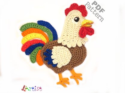 Rooster crochet applique pattern