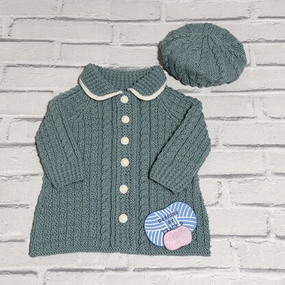 Polly Baby A-line coat and beret 0-9mths